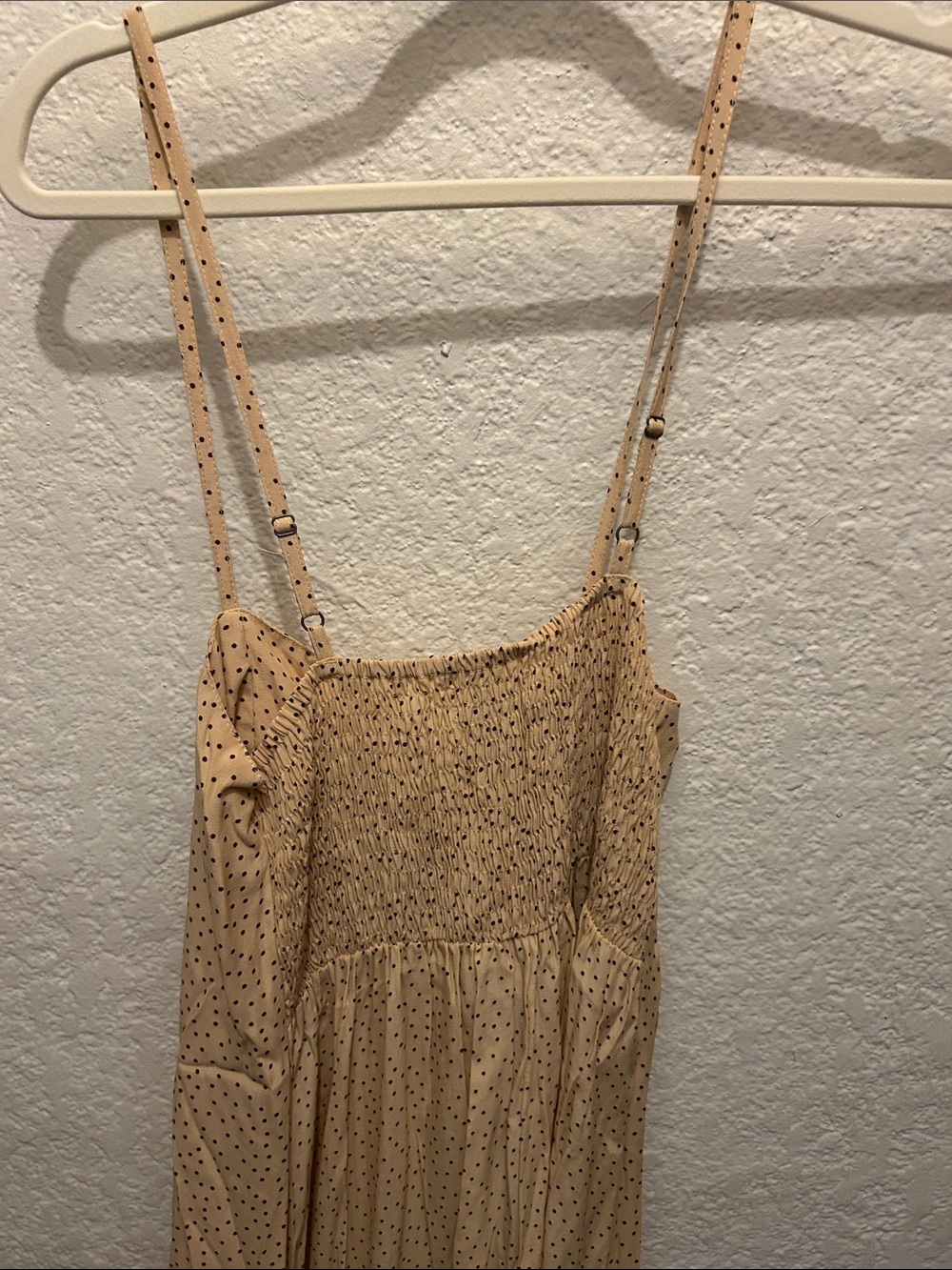 ⭐️ANTHROPOLGIE⭐️ FAITHFUL THE BRAND NWT Beige Polka Dot Lace-Up Maxi Slip Dress - Picture 13 of 13